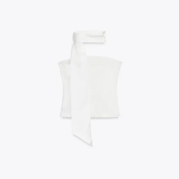 ZARA Draped Satin Scarf Top – White – Sizes S & M – NWT 🤍 - Picture 6 of 14
